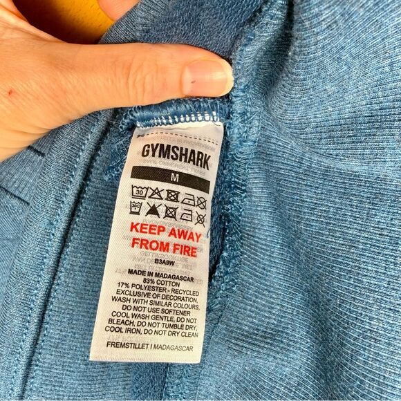 Gymshark Rest Day Crewneck Sweatshirt Cropped Pullover Steel Blue Marl | M - Picture 3 of 9